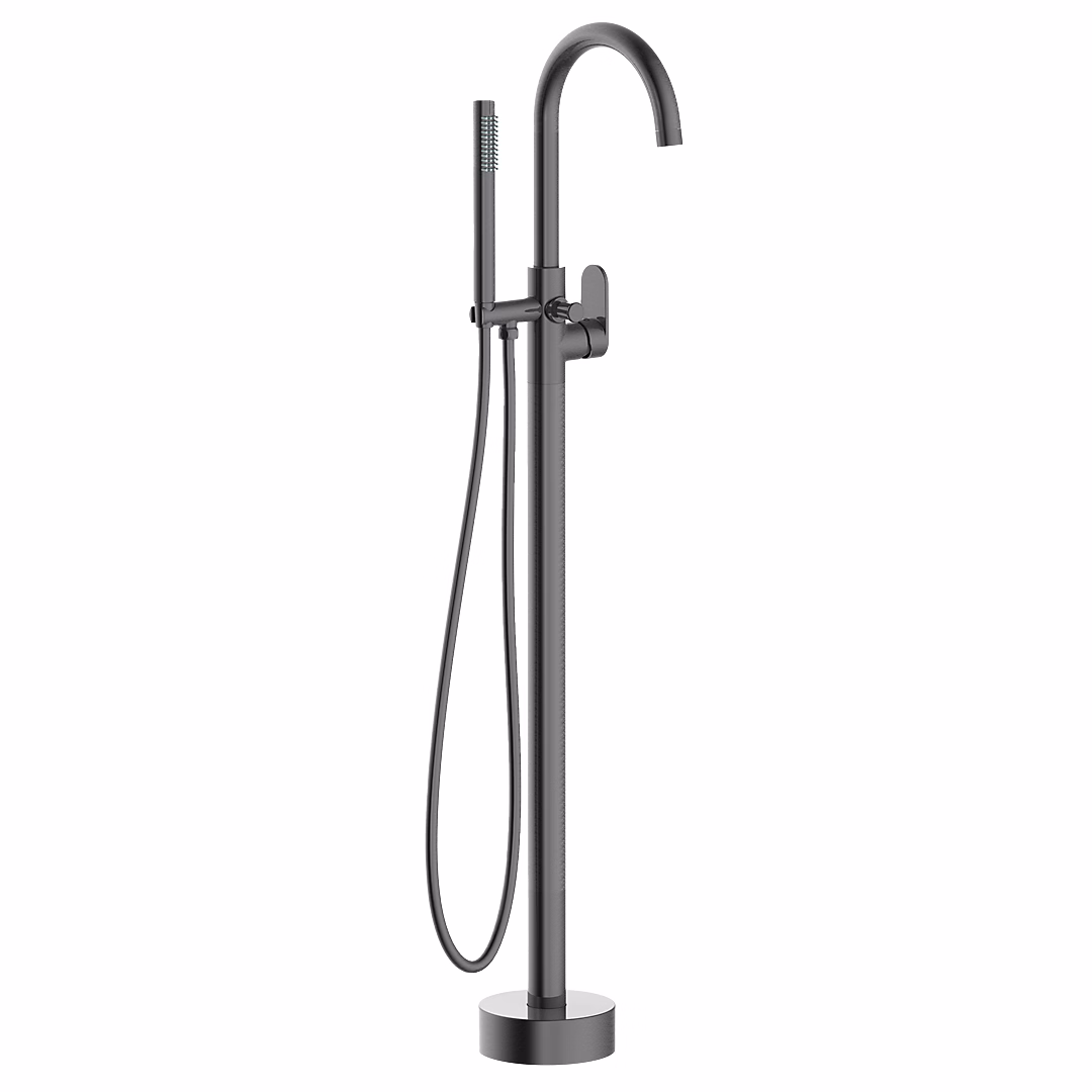 Robinet de baignoire – Colonne de sol mécanique gun métal pour baignoire ilot Essebagno Charme II