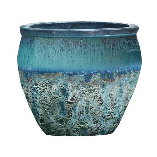 Pour un jardin à votre image:Cuvier en grès émaillé old amande Decolines Leon - Ø 40 x H 39 cm