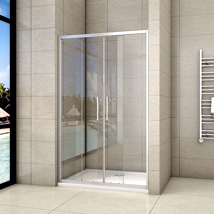Aica Porte De Douche Coulissante 160 × 190cm Transparente Chromé L'accès Au Centre