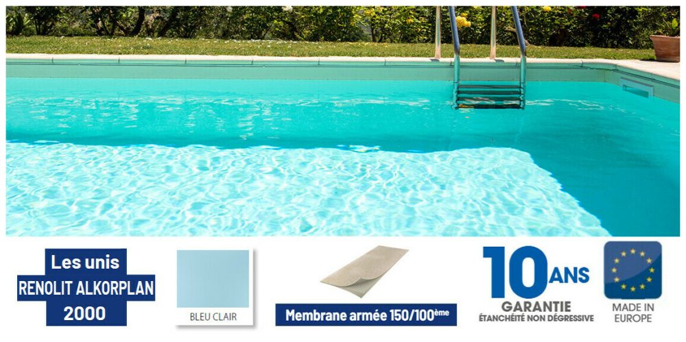 Liner armé bleu clair 150/100ème - Rouleau 1.65 x 25 m - Résistant UV & étanche