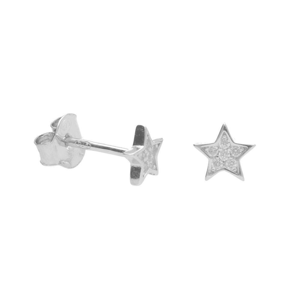 L'ATELIER D'AZUR Boucles d'Oreilles Argent 925/000 Rhodié - Etoile Pavée de Zirconiums