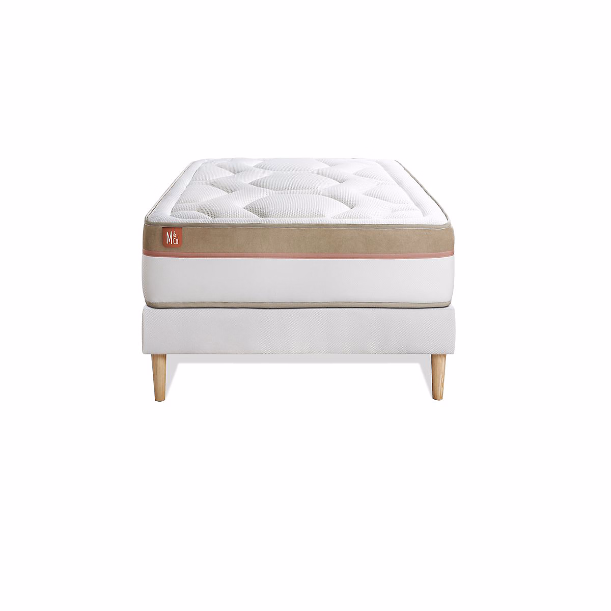 Ensemble – Matelas Mémoire de forme 30cm d'épaisseur, 7 zones de confort, Confort ferme, Sommier tapissier monobloc