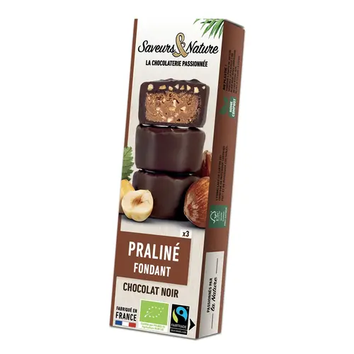 Confort nature:Minis rochers pralinés noisette enrobés de chocolat noir 45 g
