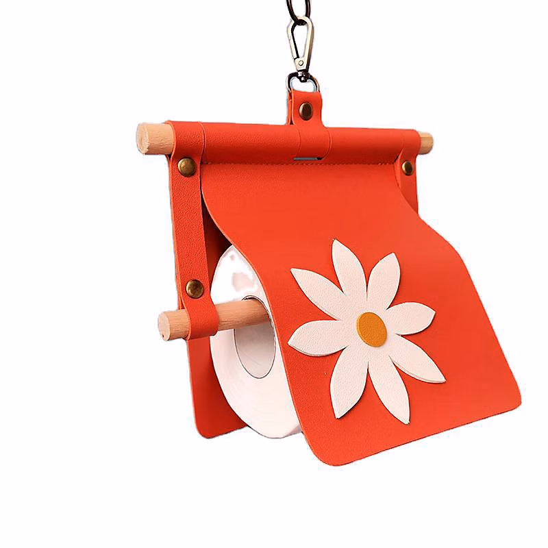 BASHLWUA Porte-rouleau de papier toilette – Rouge, Support mural rustique avec crochet de porte poussoir Porte-rouleau de papier