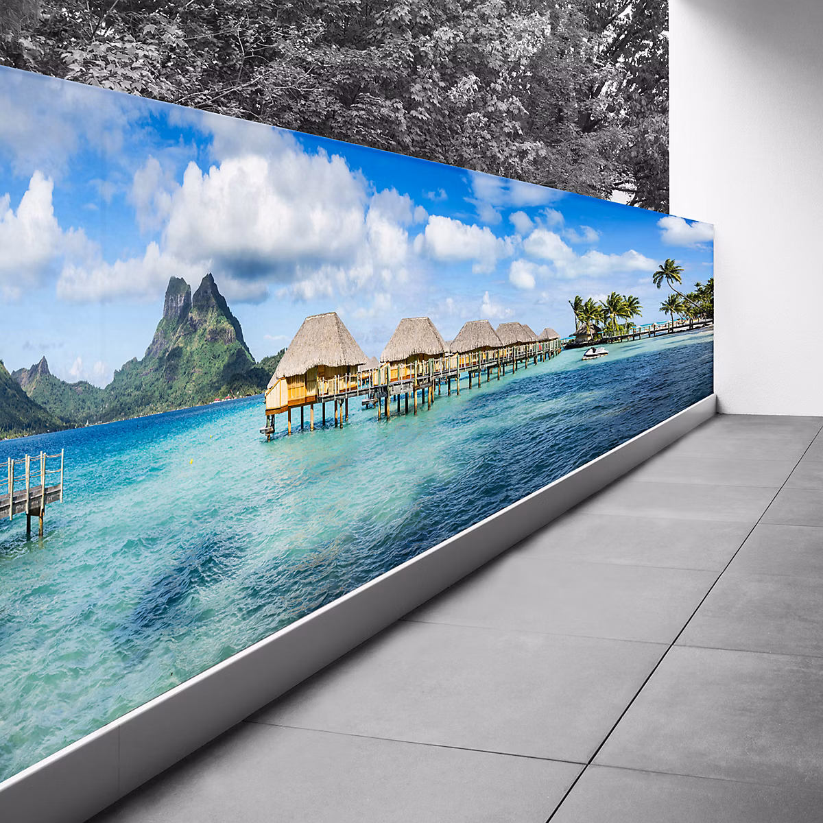 Brise vue Trompe l'oeil – 110 × 467 cm, Maldives 3617689694436