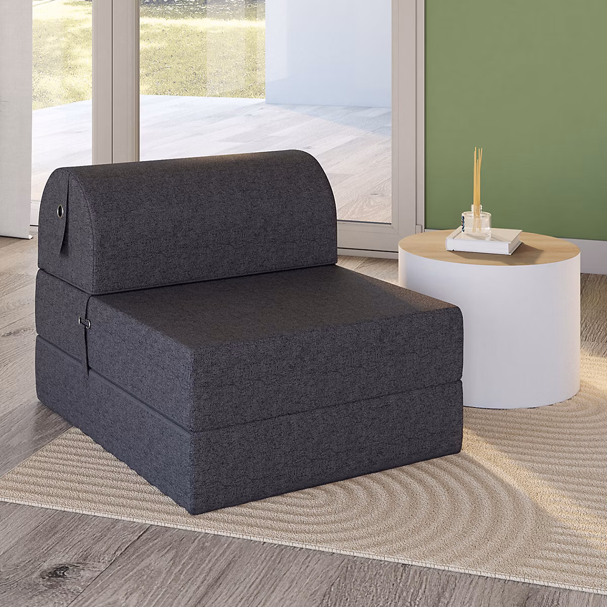 Chauffeuse PALOMA en tissu gris anthracite – Réf. WQZECVAXC5748619593