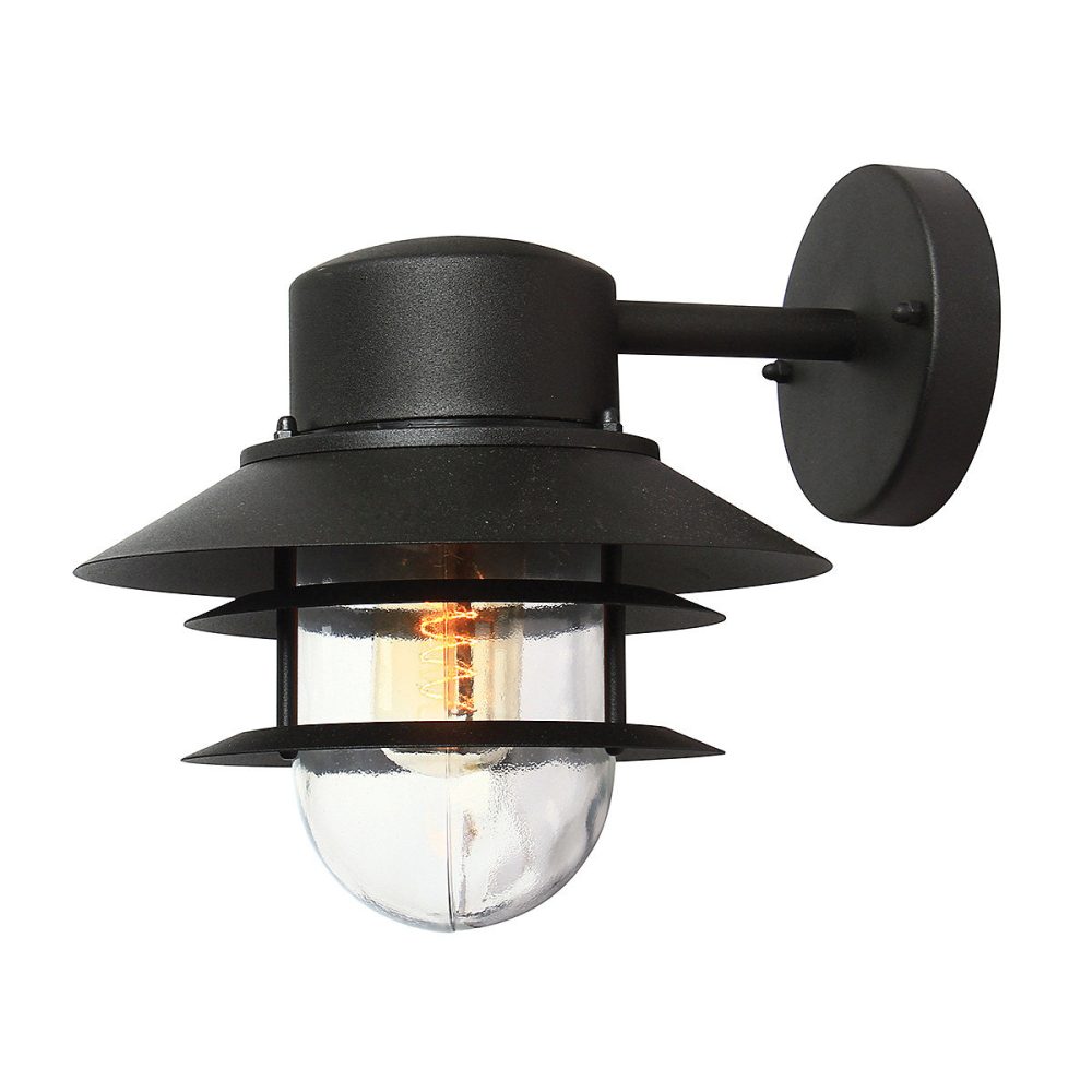 Elstead Copenhagen | Lanterne murale extérieure à 1 ampoule dôme noire IP44 – E27
