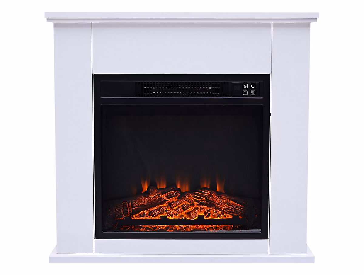 Cheminée électrique au sol de 2kW en acier laqué blanc avec télécommande – Réf. ZACLLECHS7515301658