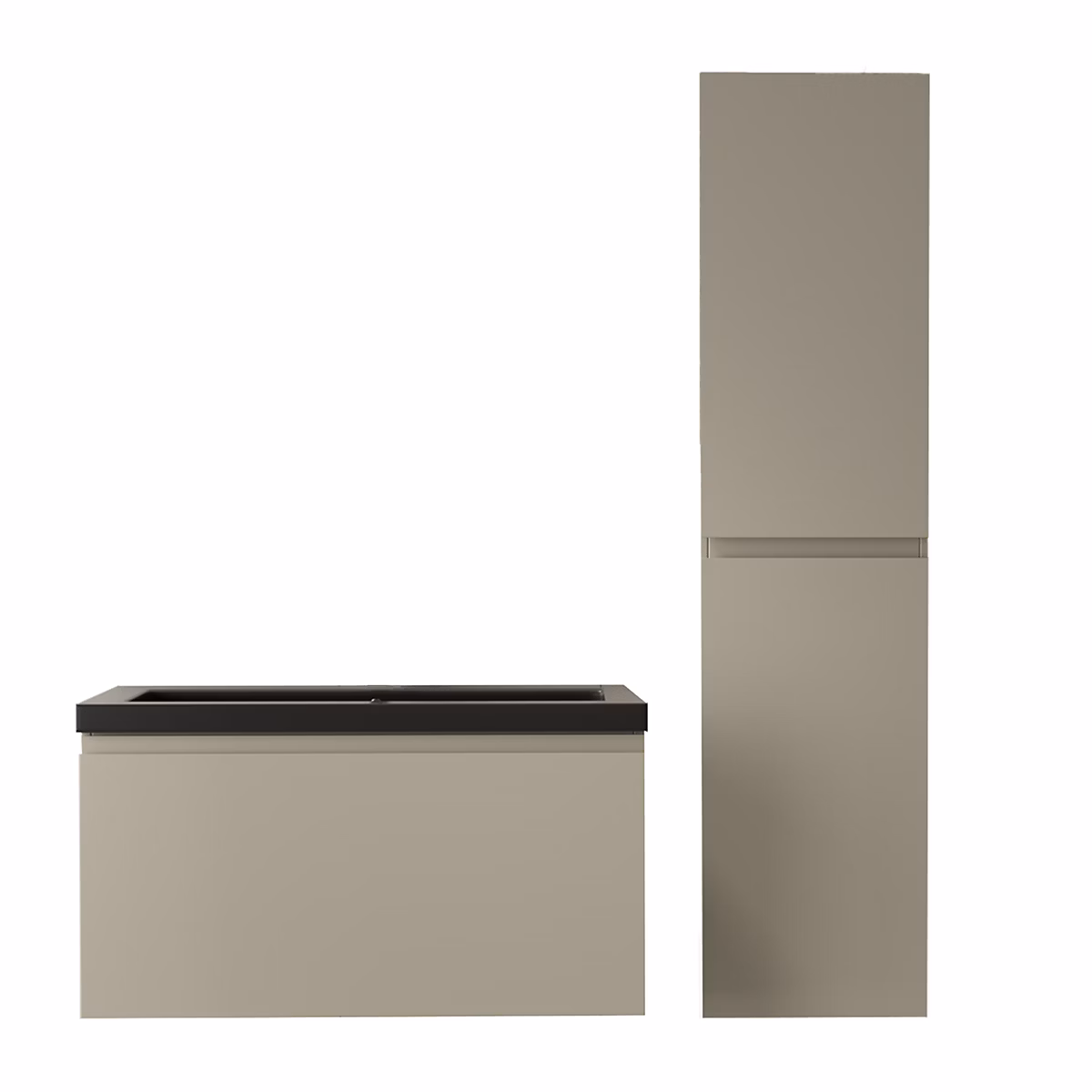 Ensemble meuble vasque noire 80 cm avec colonne – LOMAZOO Sorrento, greige
