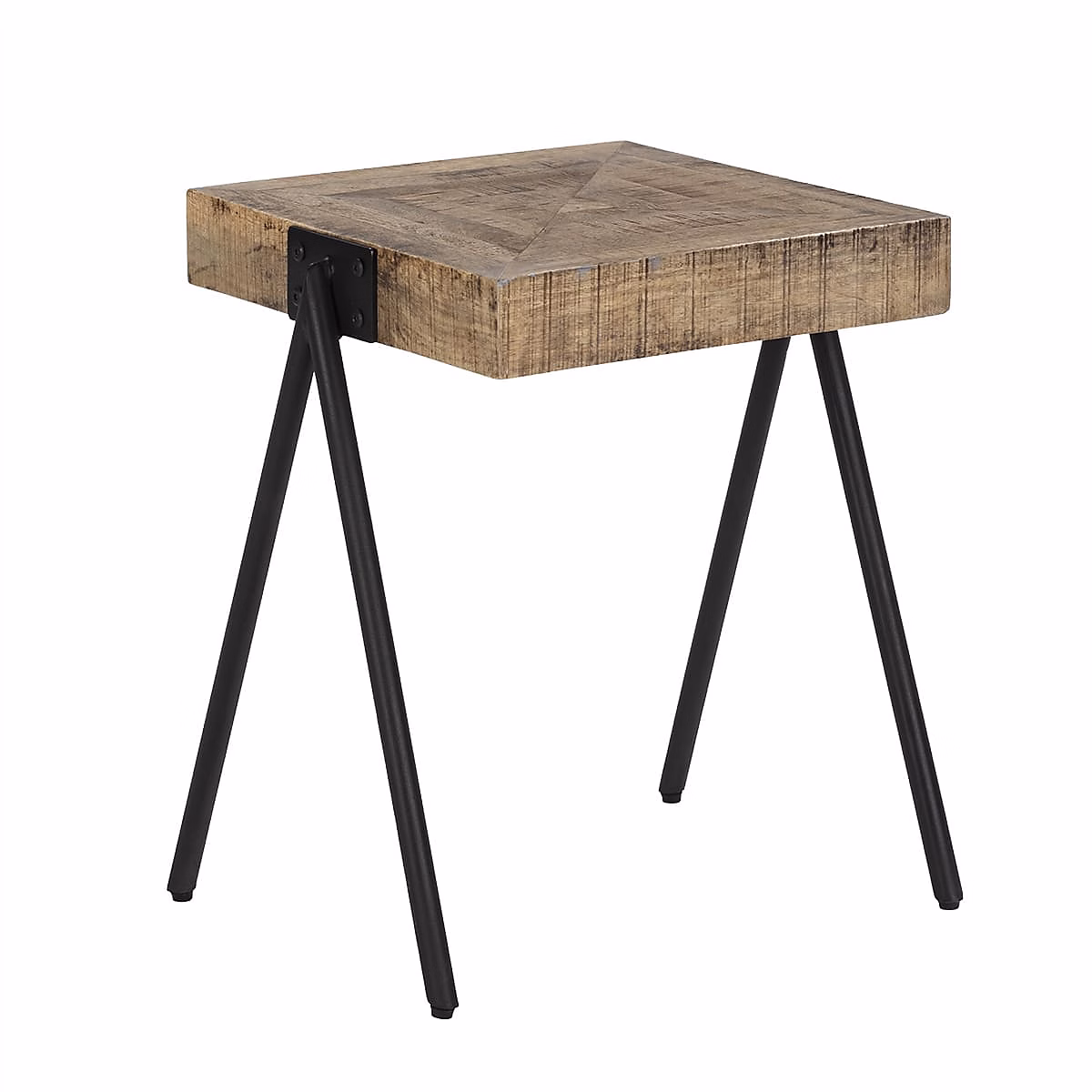 ECAMA – Table d'Appoint Rectangulaire en Bois de Manguier et Métal Noir
