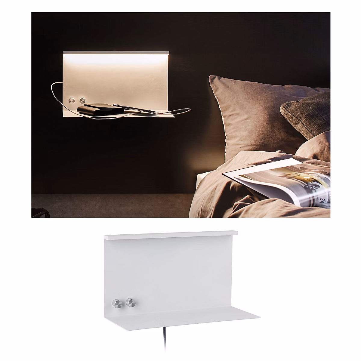 Applique LED Jarina USB C 3000K 600lm / 600lm 230V 4 – 5W / 1,6W gradable Blanc dépoli
