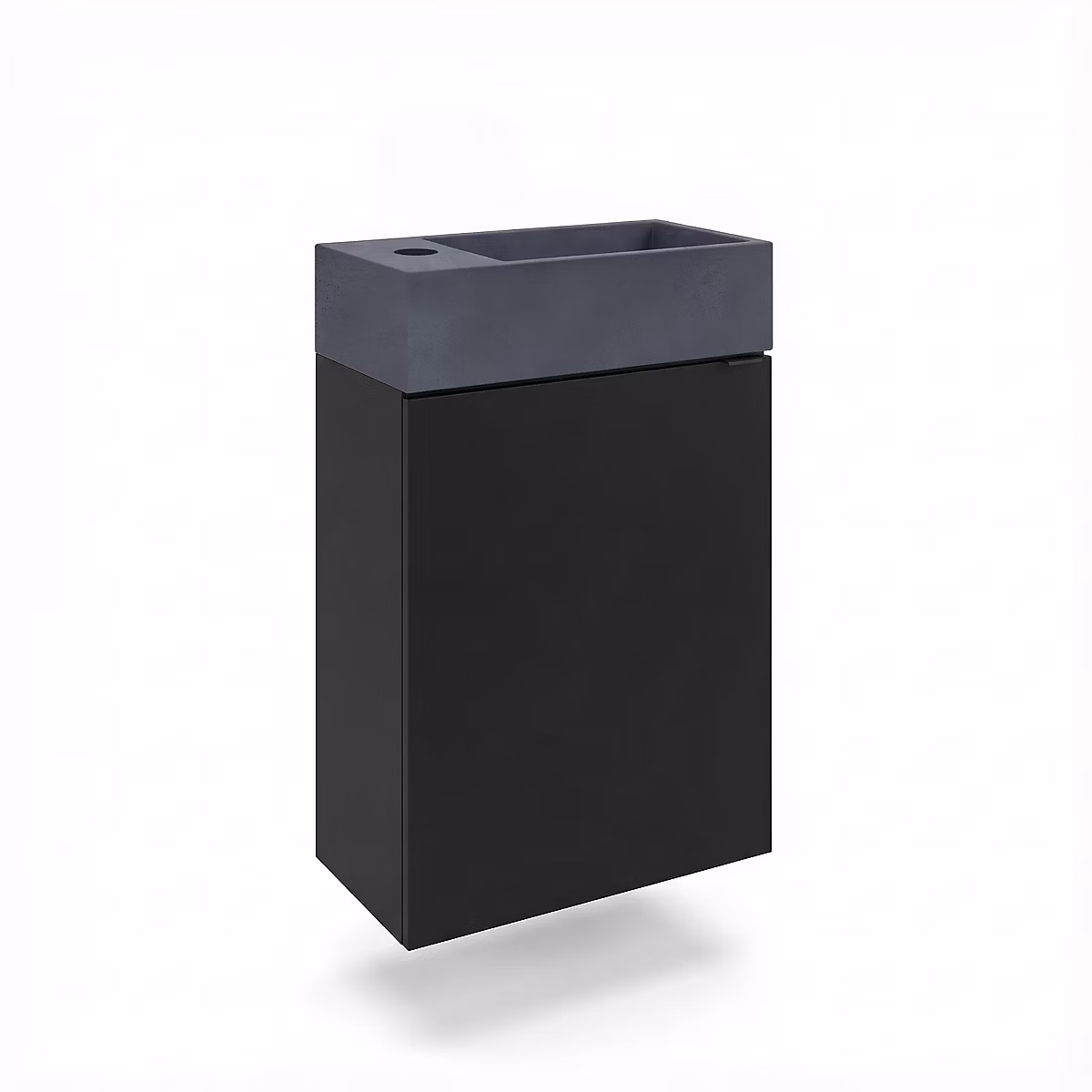 Meuble lave – mains suspendu noir mat l.44 cm Imandra + plan vasque béton gris | GoodHome