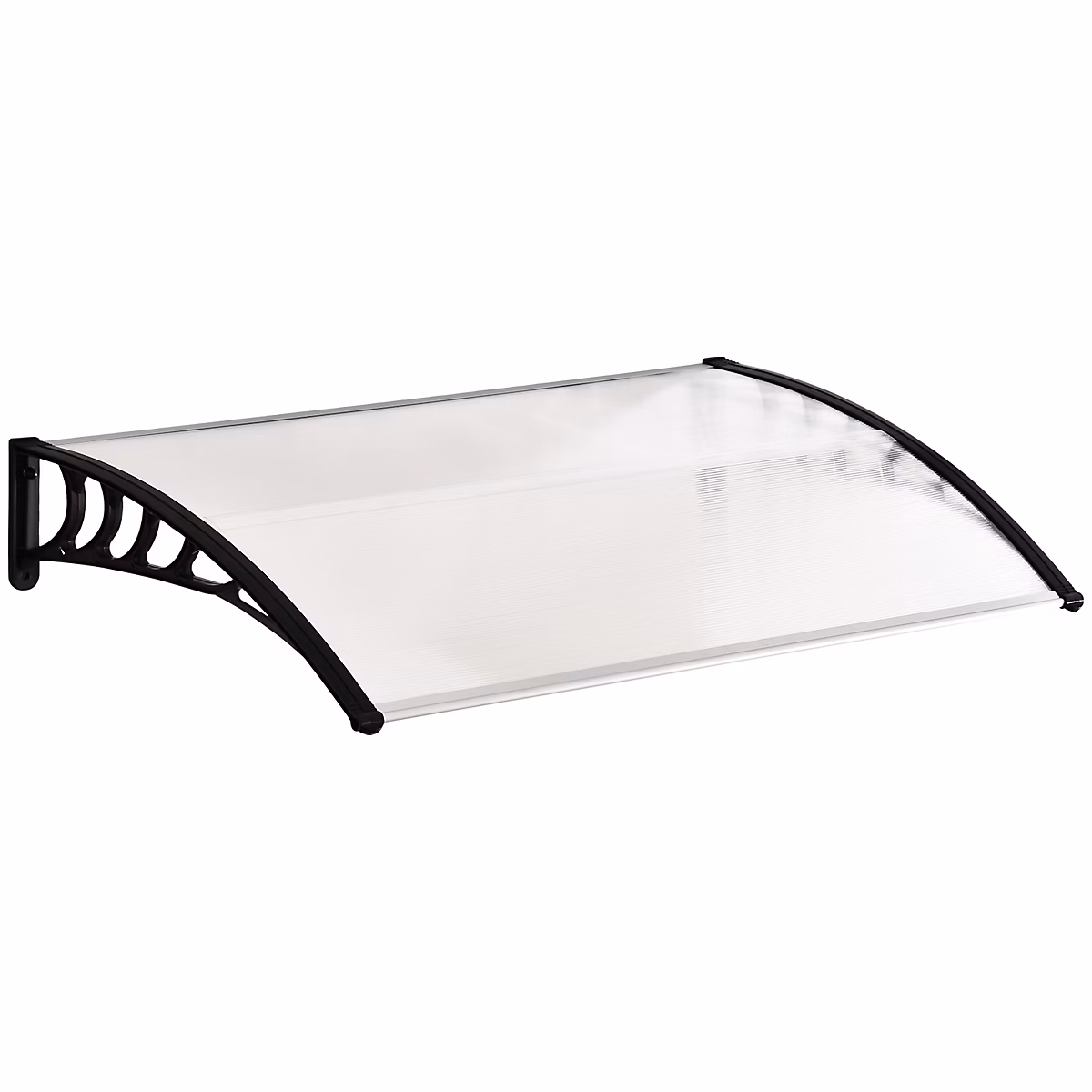 Auvent marquise de porte design voûté arrondi dim. 150L x 90l x 25H cm polycarbonate PP noir – Réf. TPPFUVXVN7655066700