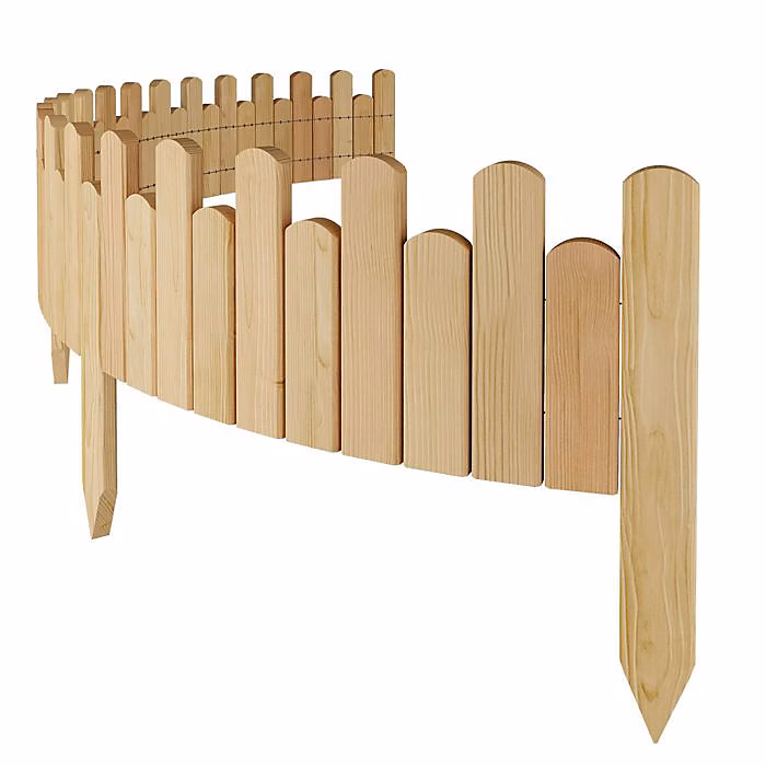 Bordure de Jardin en Bois Clôture d'Extérieur 200 cm x 20 cm Nature Barrières de Jardin Piquets d'ancrage Bordure de Gazon – Réf. ZPQGOPLTY2169836898