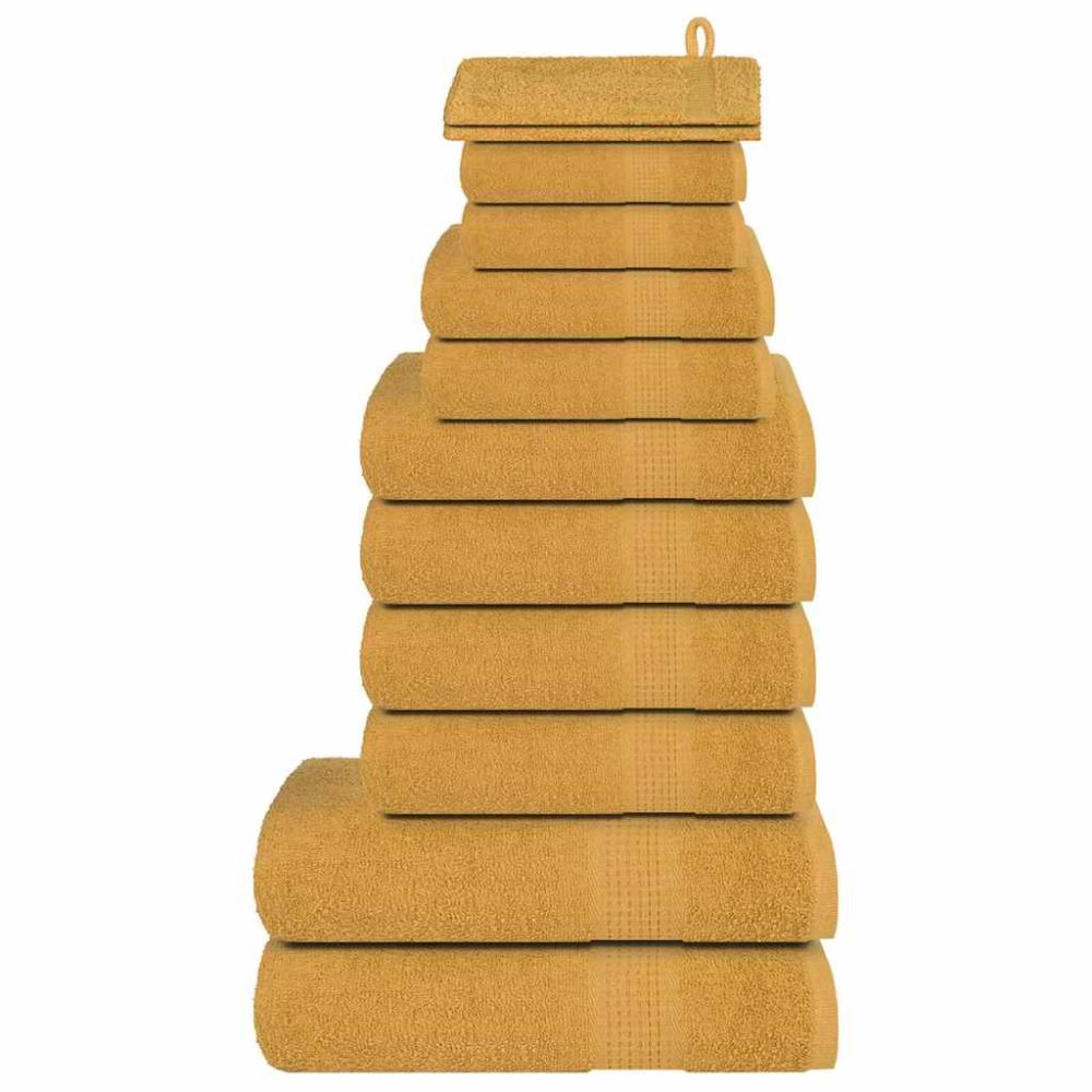 vidaXL Ensemble de serviettes FROGN 12 pcs doré 360 g/m²