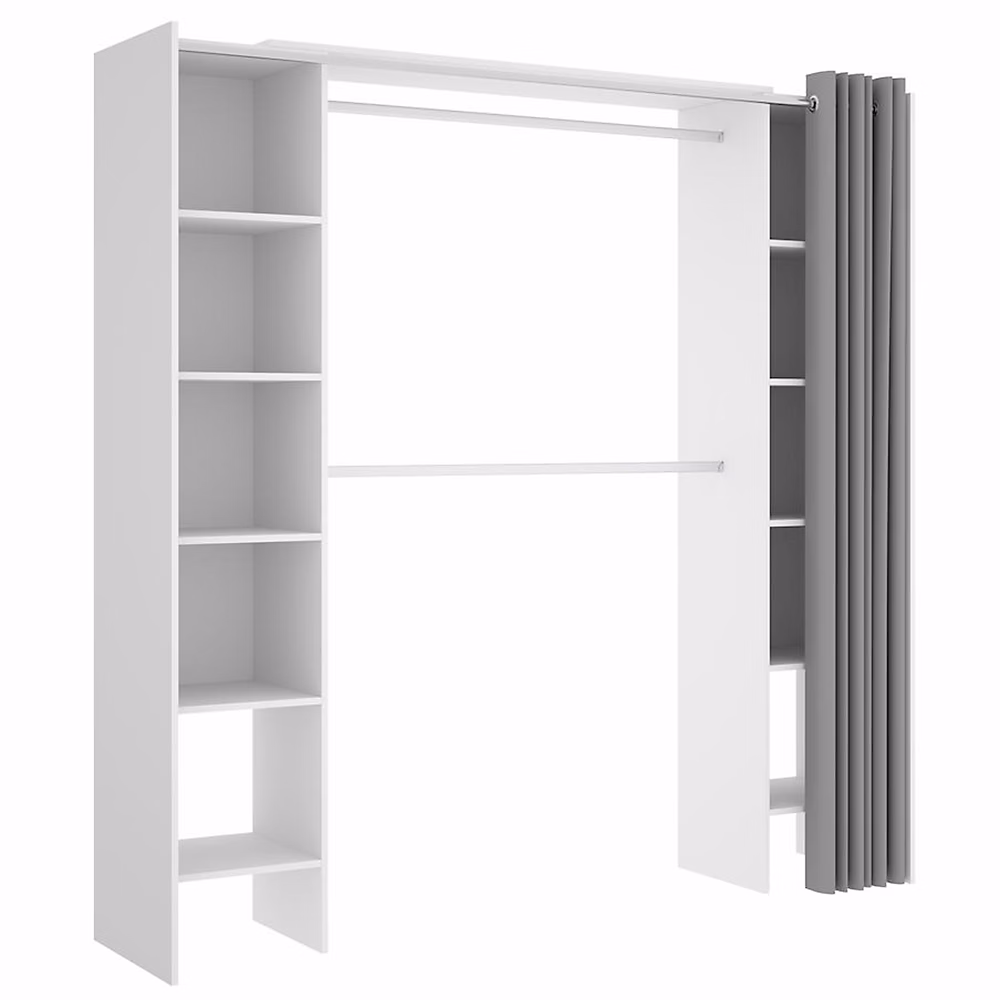 Armoire placard extensible coloris blanc – Longueur 110, 180 x Hauteur 205 x Profondeur 50 cm