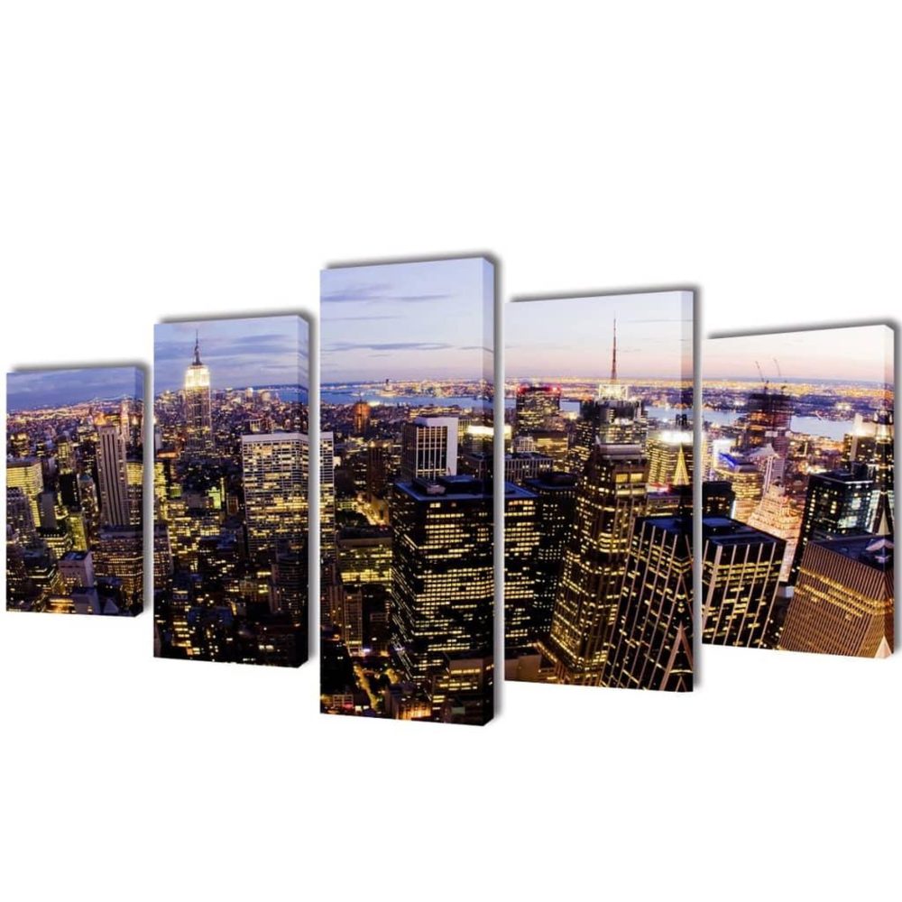 VIDAXL Set de toiles murales imprimees Horizon de New York vu du ciel