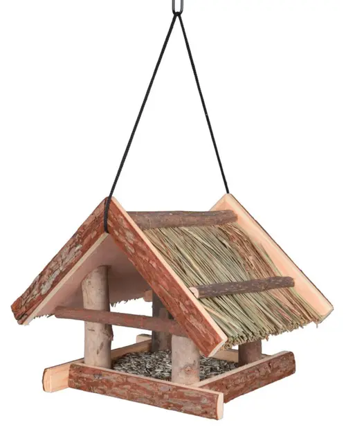 Extérieur pratique:Mangeoire suspendue pour oiseaux de la nature en bois d'écorce Trixie - 25 x 25 x 25 cm