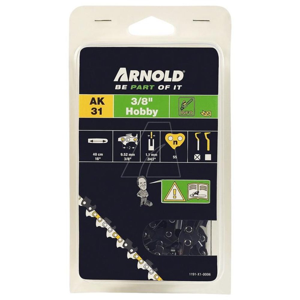 ARNOLD Chaîne de tronçonneuse 3/8 , 1,1 mm - 55 maillons d'entraineurs - gouges demi-rondes