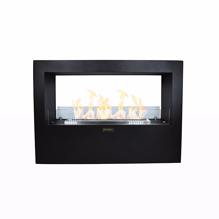 Cheminée au bioéthanol | DIVINA FIRE – Giotto S – Noir – Acier – 100 × 30 × 70 cm