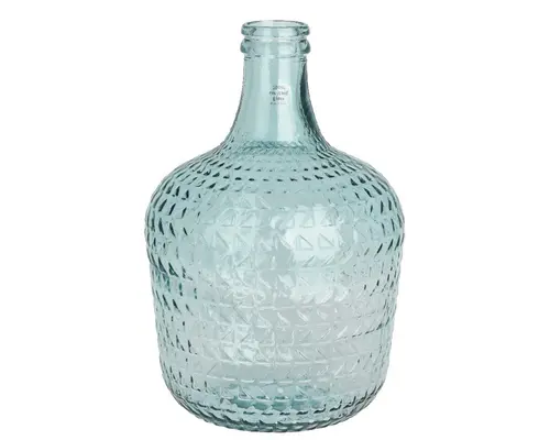 Une sélection pour l’extérieur：Vase dame-jeanne en verre transparent bleuté texturé - Ø 27,5 x H 42 cm