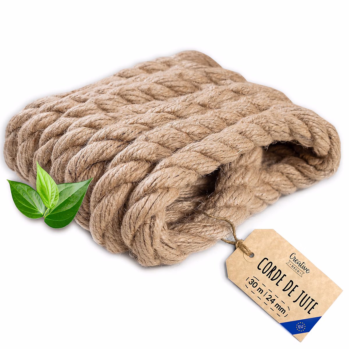 Creative Deco 30m Corde de Jute Epaisseur 24mm – Personnalisation Possible Tous les 5m | Durable | Torsadé en Fibres Naturelles