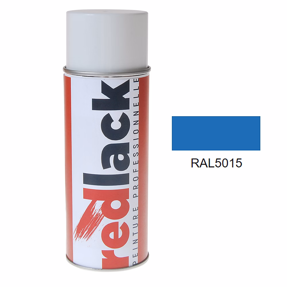 Bombe de peinture Aérosol – spray, 400ml, RAL 5015 Bleu ciel, Mat, multisupport, Redlack, RAL5015