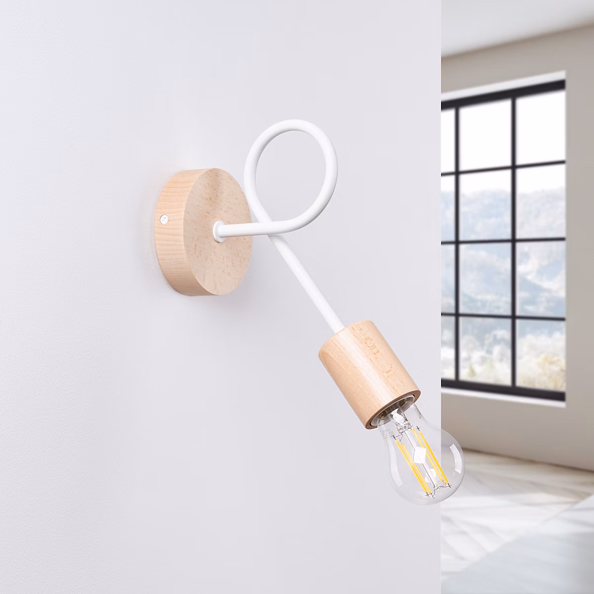 Applique en acier/bois 1 ampoule 4000K – 10 × 19 × 24cm Sollux