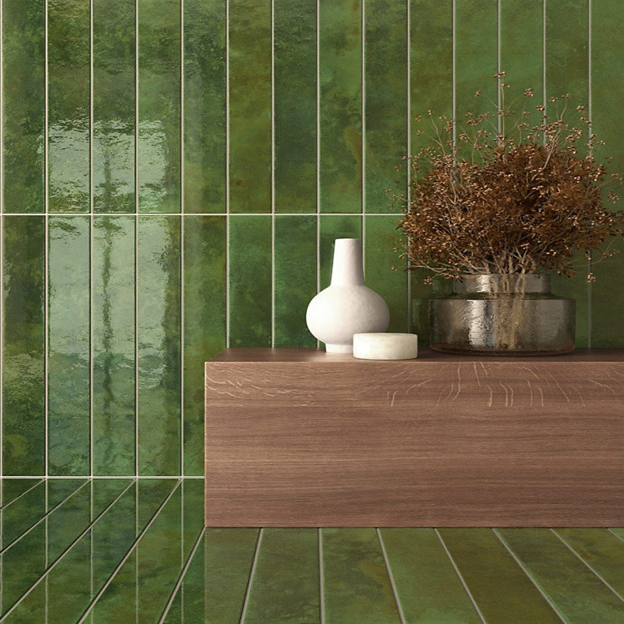 carrelage effet zellige 5 × 40 cm BALI GREEN