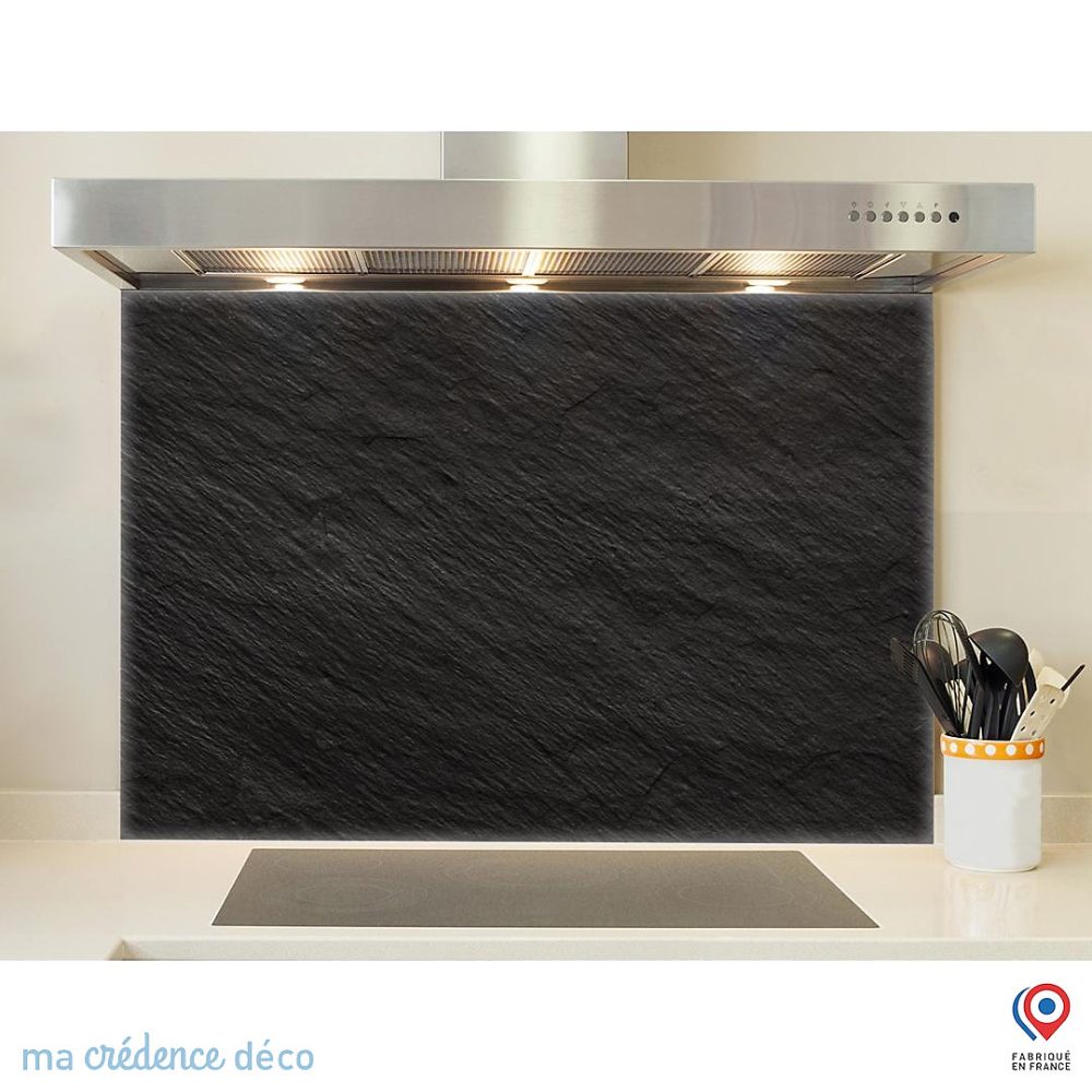 Crédence cuisine fond de hotte Ardoise | Verre trempé – L 70 cm x H 60 cm – MaCrédenceDéco