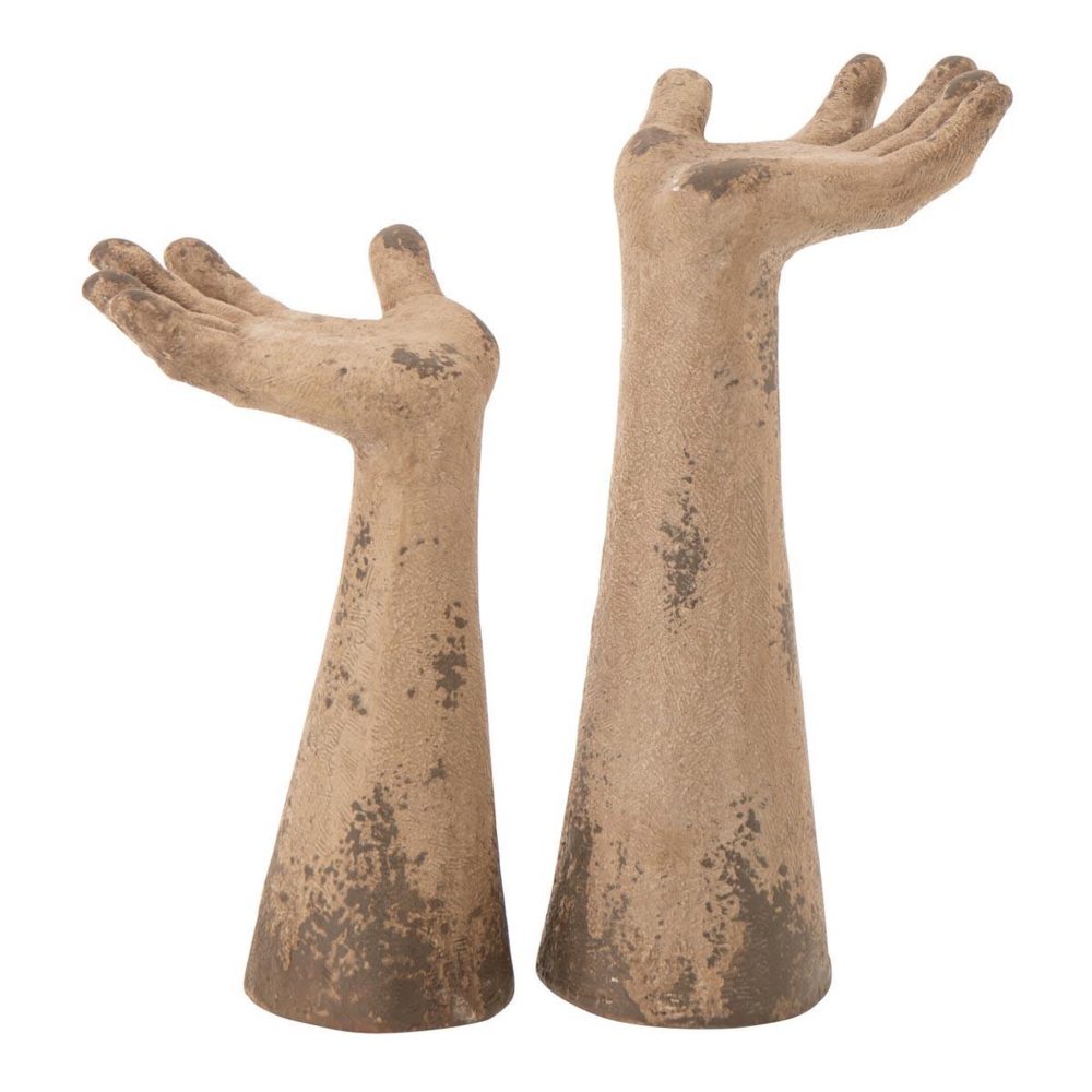 J-LINE Lot de 2 mains déco extérieure antik 50cm beige