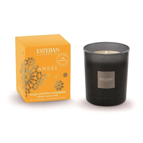 Pour mieux aménager votre jardin:Bougie parfumée rechargeable Initiale Ambre Esteban - 180 g