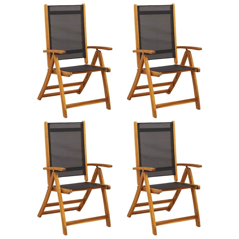 vidaXL Chaises pliantes 4 pièces en bois massif d'acacia et textilène