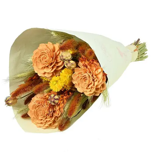 Pour aménager le jardin:Bouquet de fleurs séchées Naturalys Bouquet Sola L orange - 50 cm
