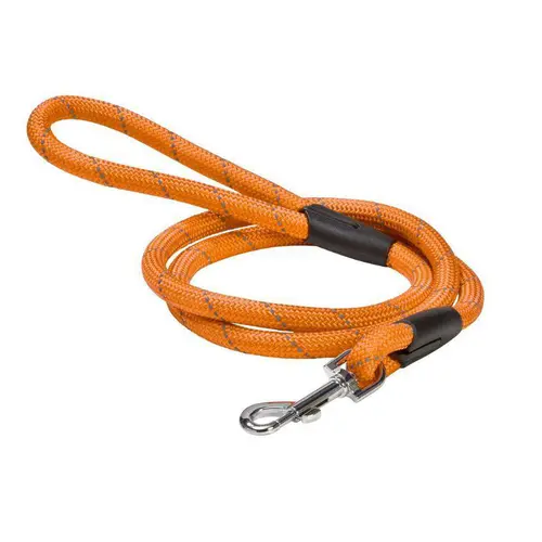 Au service de vos extérieurs:Laisse pour chien en nylon rond coloris orange Bobby - 1,2 m