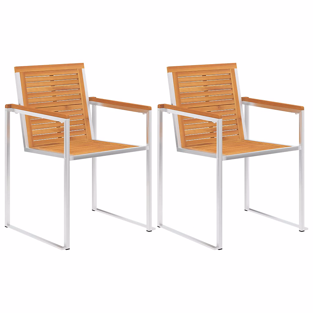 Chaises de jardin lot de 2 acacia solide et acier inoxydable vidaXL – Réf. WNRJAGTWG5753275664