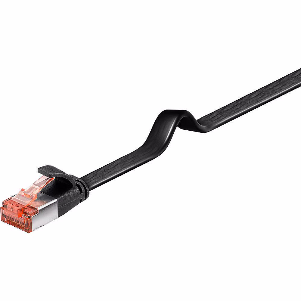 Réseau et téléphonie – Câble RJ45 Cat6 3m non Blindé plat Noir GOOBAY