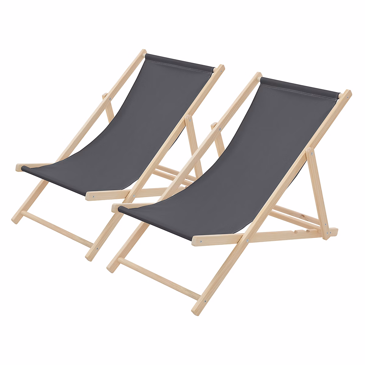2 Chaise longue jardin pliable ECD Germany anthracite en bois jusqu'à 120 kg intérieur et extérieur – Réf. HDRHQQODM9551287839