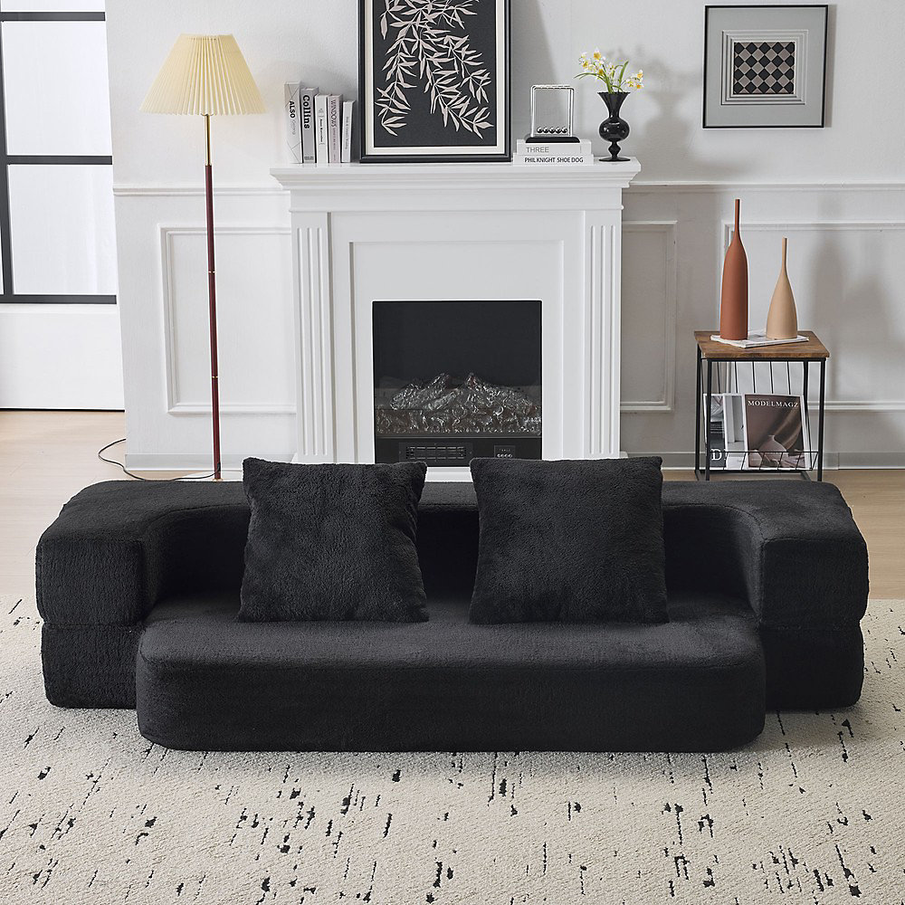 Canapé convertible – noir,moderne,double usage,transport facile