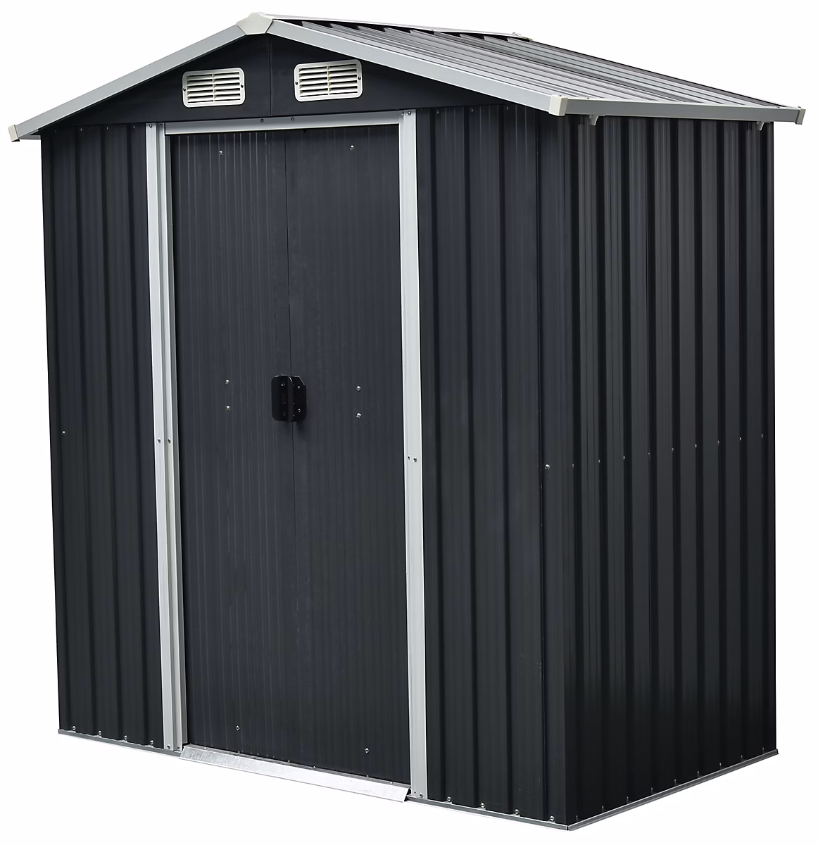 Abri de jardin GoodHome Basic en métal coloris gris ép.0 – 3 mm surface extérieure 2,12 m²