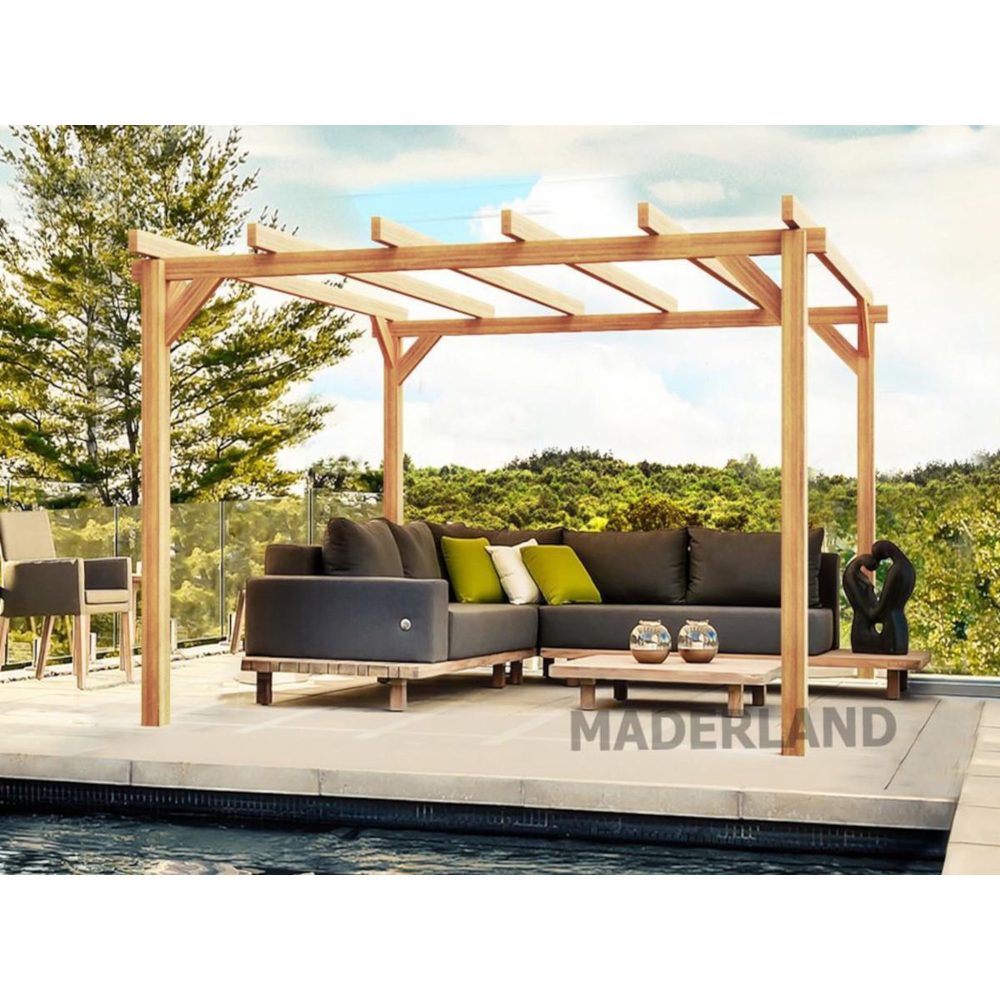 JARDIDECO Pergola en bois lamellé-collé angers 400 x 400 cm - maderland