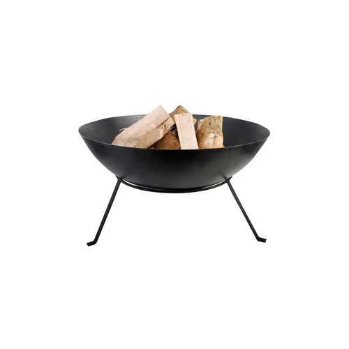 Pour vos projets extérieurs:Braséro sur pied noir en acier taille L Ø 59 x 35 cm