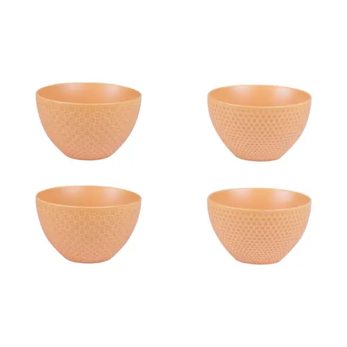 Jardin passion:Coffret 4 coupelles en porcelaine coloris safran Snow 35 cl - Ø 11,5 cm