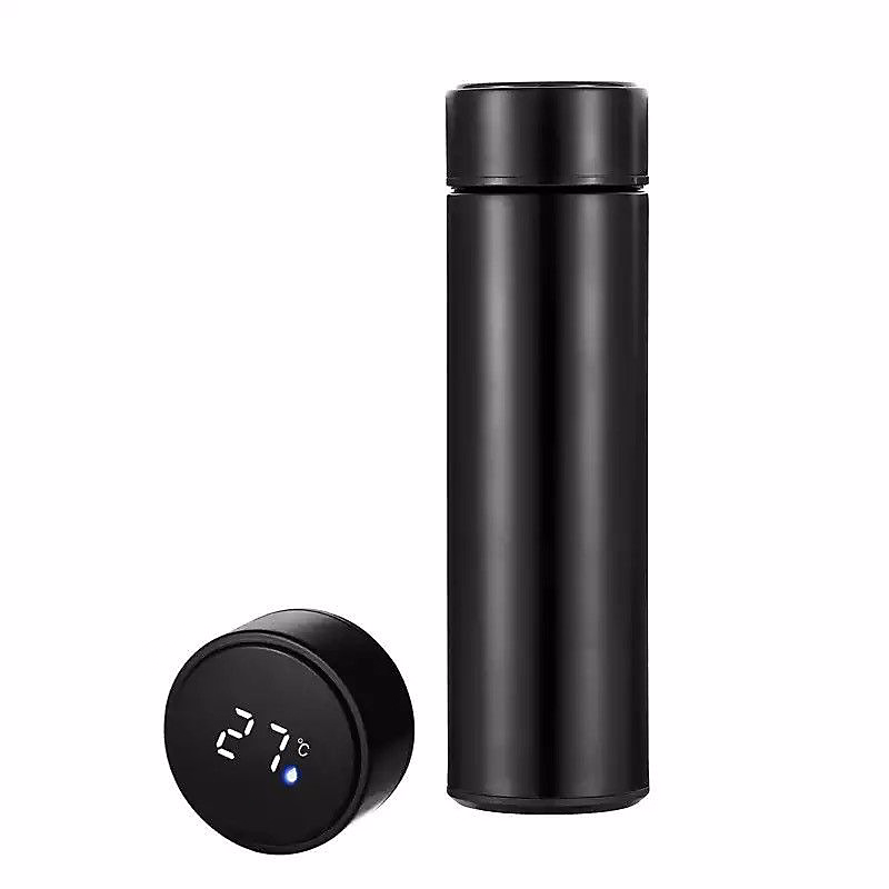 Bouteille isotherme en acier inoxydable 500ml avec affichage de la température Noir Herzberg HG04227 – BLK
