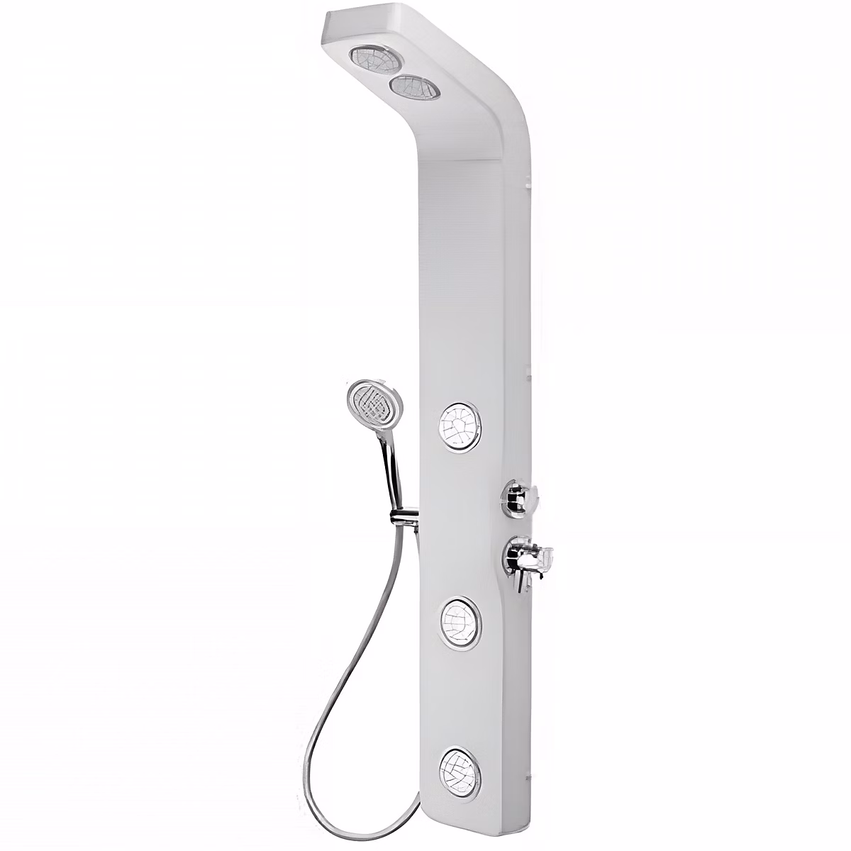 Colonne de douche blanche thermostatique hydromassante 5 injecteurs réglables SANINDUSA Shadow livré avec flexible et douchette – Réf. CSRRZAOFP9725049702