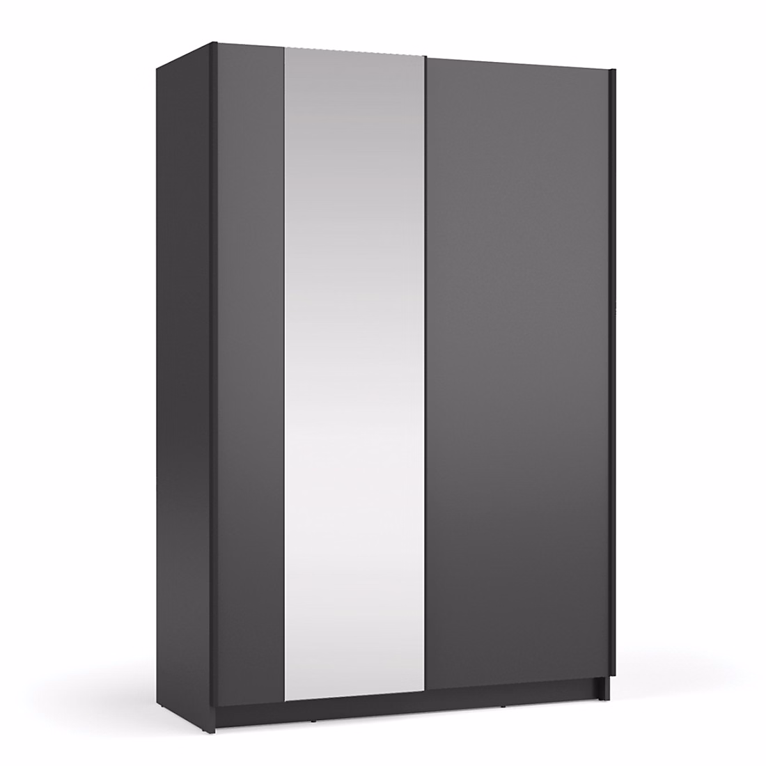 Armoire penderie – Armoire LYSIA 120 cm noir mat 2 portes coulissantes avec miroir