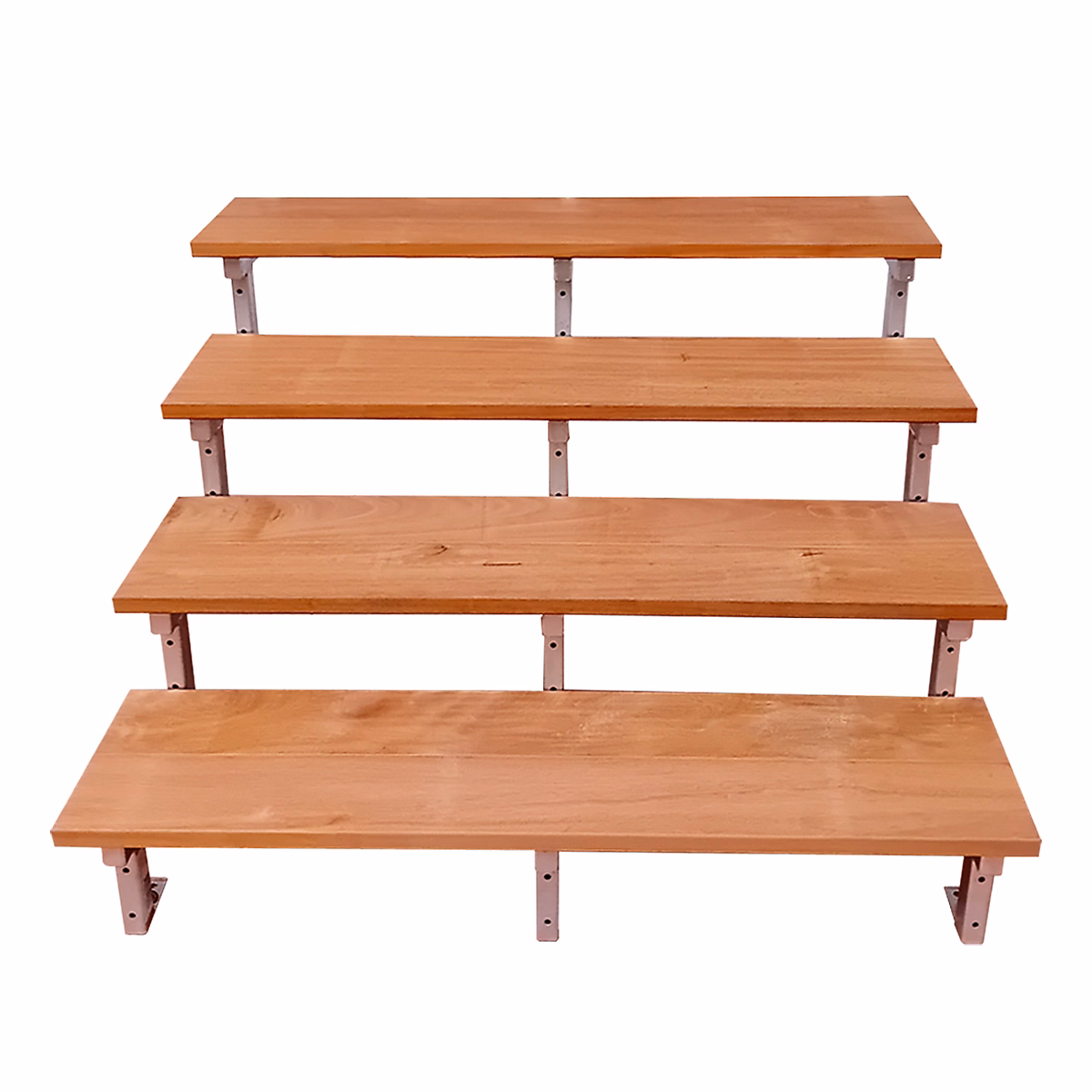 Escalier en acier BALI – 4 marches en bois exotique Bangkirai, Hauteur 71 cm, L 120 cm