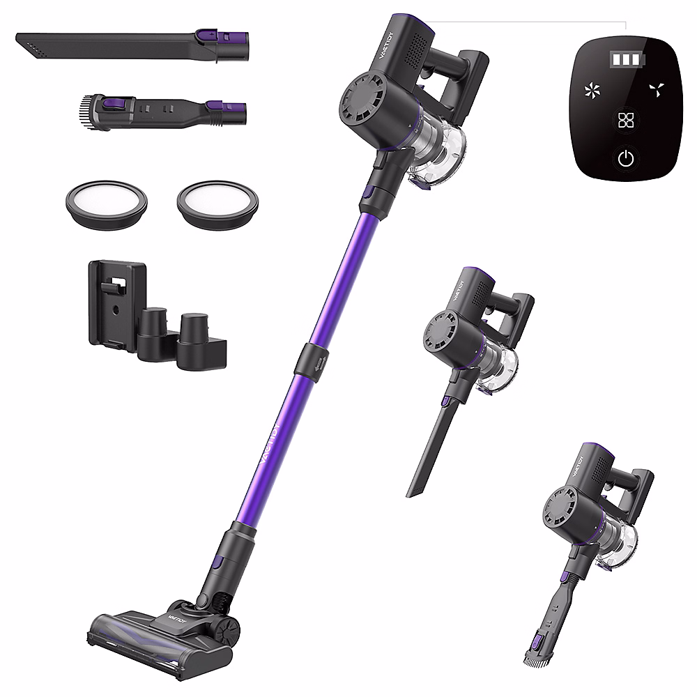 Aspirateur sans fil Vactidy V8 Pro – 25kPa, filtration cyclonique, 500ml, affichage LED, tête rotative 180, 35 min d'autonomie