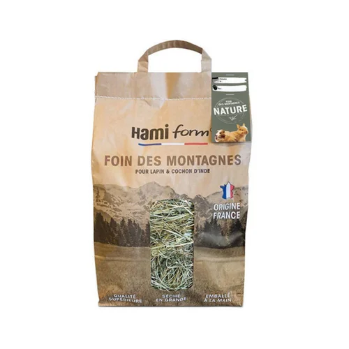 Espace vert pratique:Foin des montagnes pour lapin, cochon d'Inde et autres animaux saveur nature Hamiform - 8,5 L