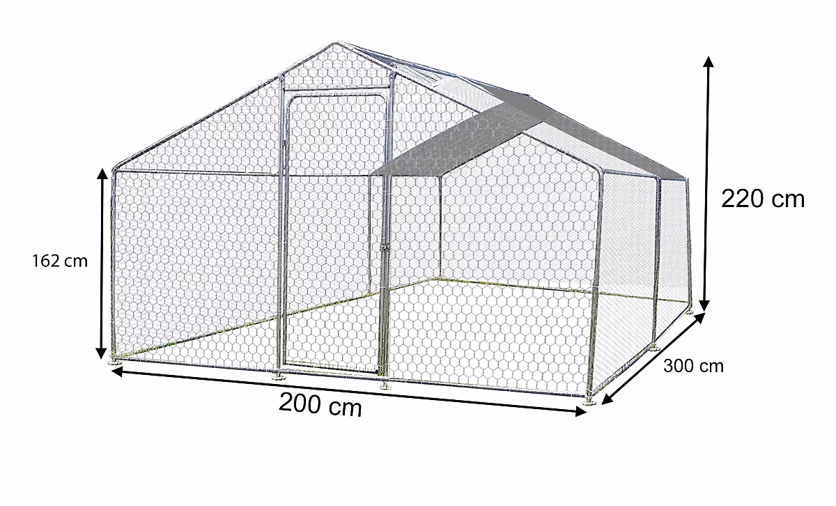 Animaux de la ferme – Enclos grillagé en acier pour poules 6m² + bâche de toit polyester Habrita